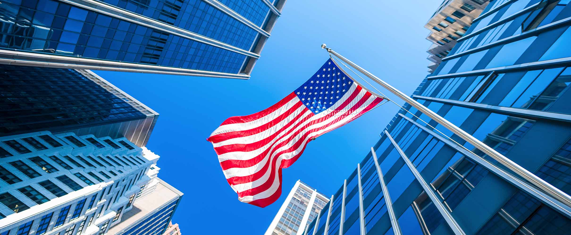 A shot of the sky and the American flag.